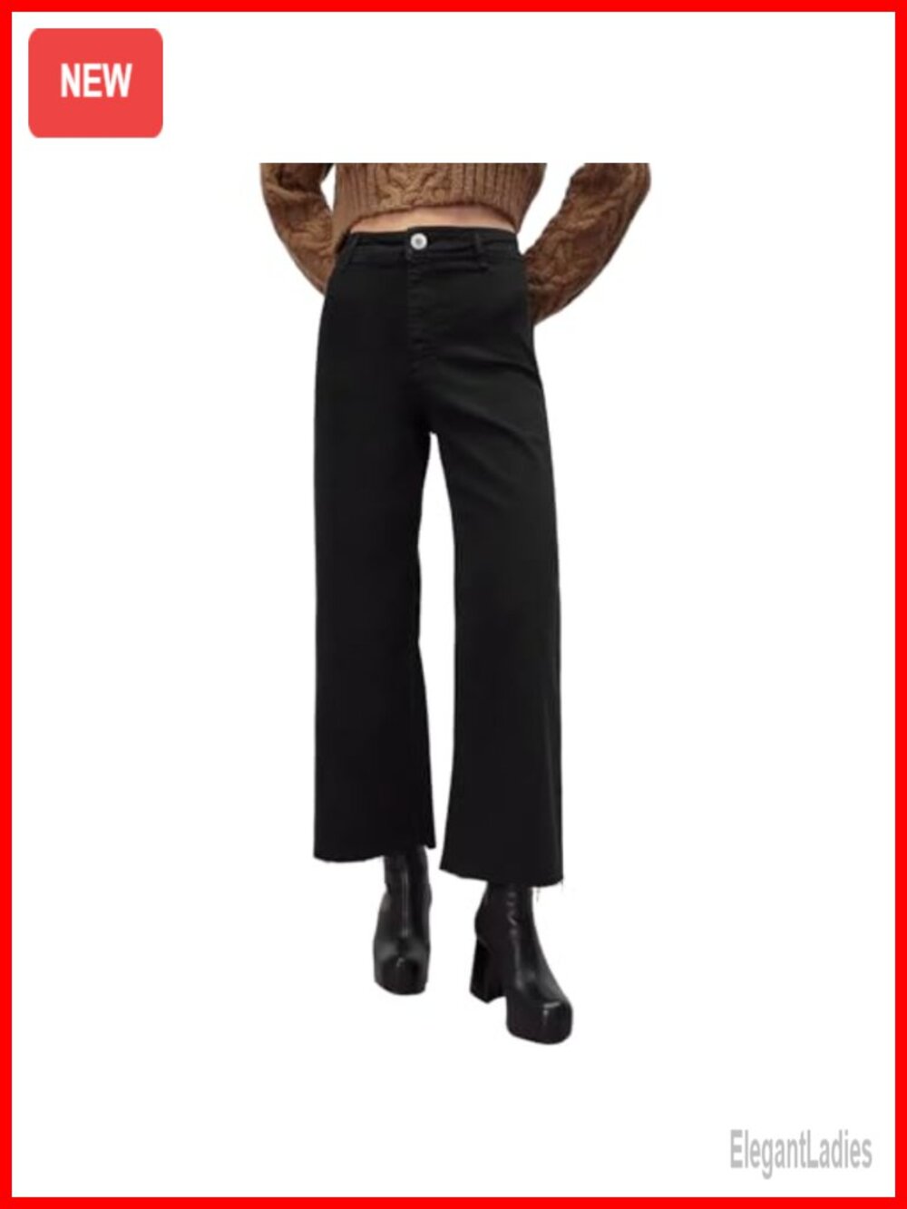 Women's High Waist Wide Leg Stretchy Denim Jeans Casual Y2K Frayed Hem Work